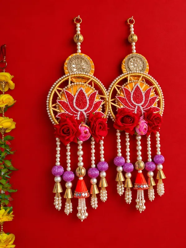 Red_Lotus_&_Shisha_Mirror_Decorative_Door_Hanging/Latkan