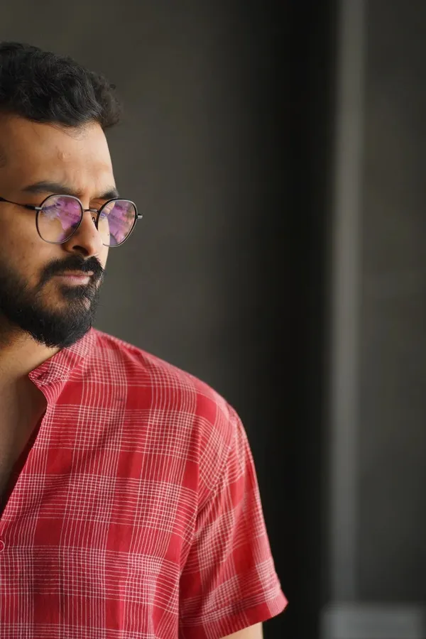Red_Cotton_Relaxed_Fit_Checked_Short_Sleeve_Kurta_For_Men