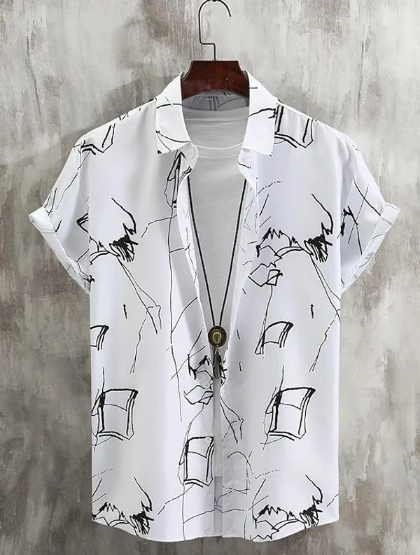 White_Cotton_Relaxed_Fit_Printed_Short_Sleeve_Shirt_For_Men