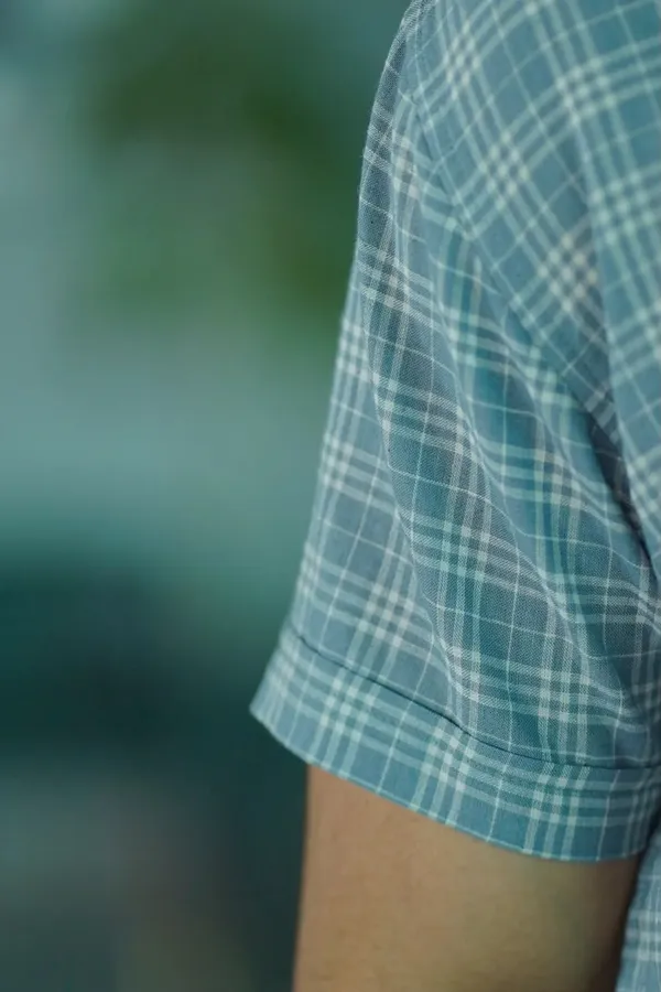 Teal_Cotton_Relaxed_Fit_Checkered_Short_Sleeve_Shirt_For_Men