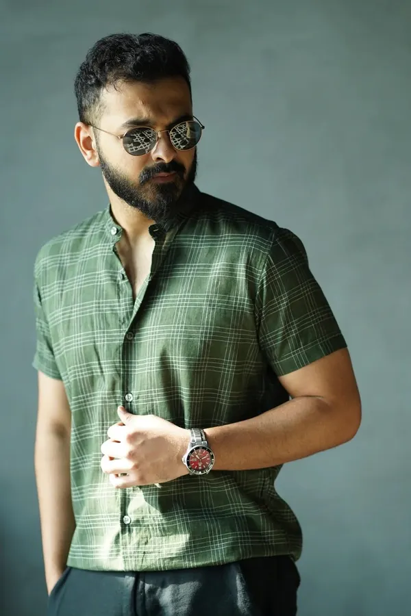 Green_Cotton_Relaxed_Fit_Mandarin_Collar_Shirt_For_Men