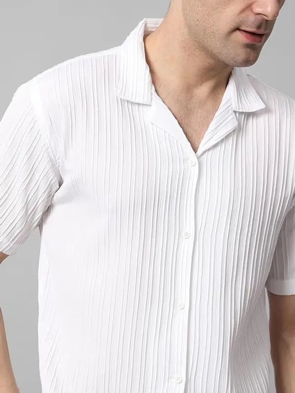 White_Cotton_Relaxed_Fit_Textured_Short_Sleeve_Shirt_For_Men
