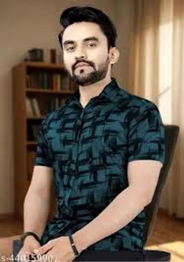 Green_Cotton_Regular_Fit_Short_Sleeve_Shirt_For_Men