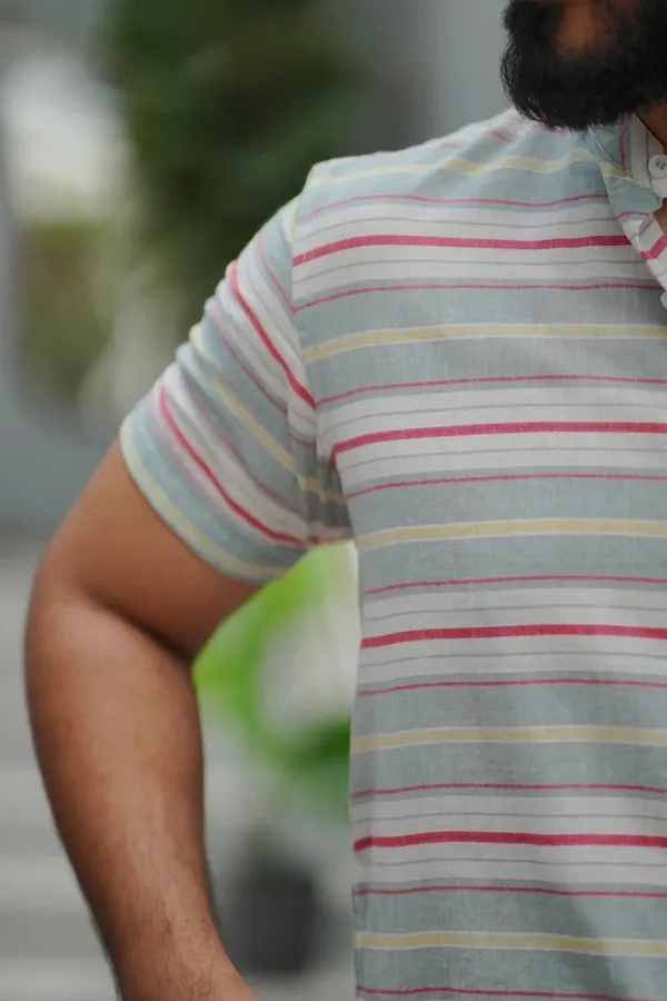 Grey_Cotton_Regular_Fit_Striped_Short_Sleeve_Shirt_For_Men