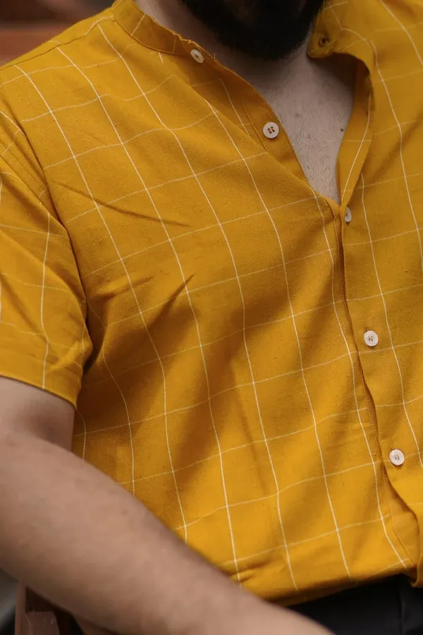 Mustard_Cotton_Relaxed_Fit_Checked_Short_Sleeve_Shirt_For_Men