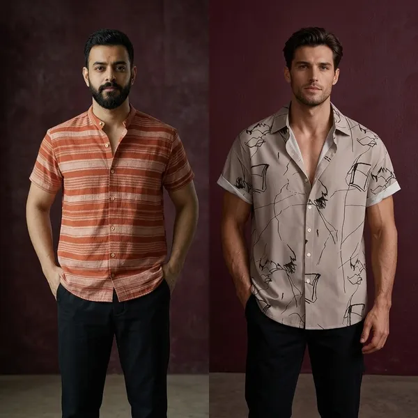 Beige_And_Red_Cotton_Relaxed_Fit_Printed_Short_Sleeve_Shirt_For_Men_Pack_Of_2