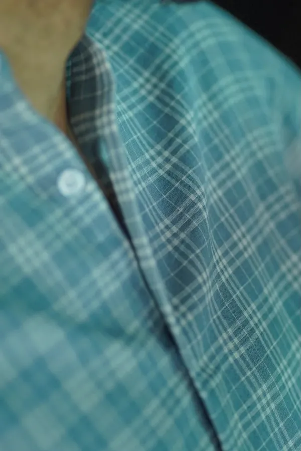 Teal_Cotton_Relaxed_Fit_Checkered_Short_Sleeve_Shirt_For_Men