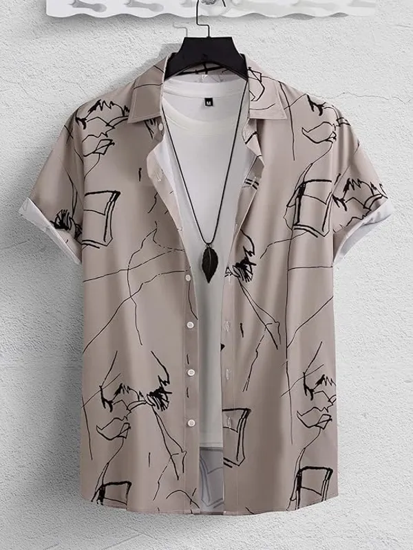 Beige_Cotton_Relaxed_Fit_Printed_Short_Sleeve_Shirt_For_Men