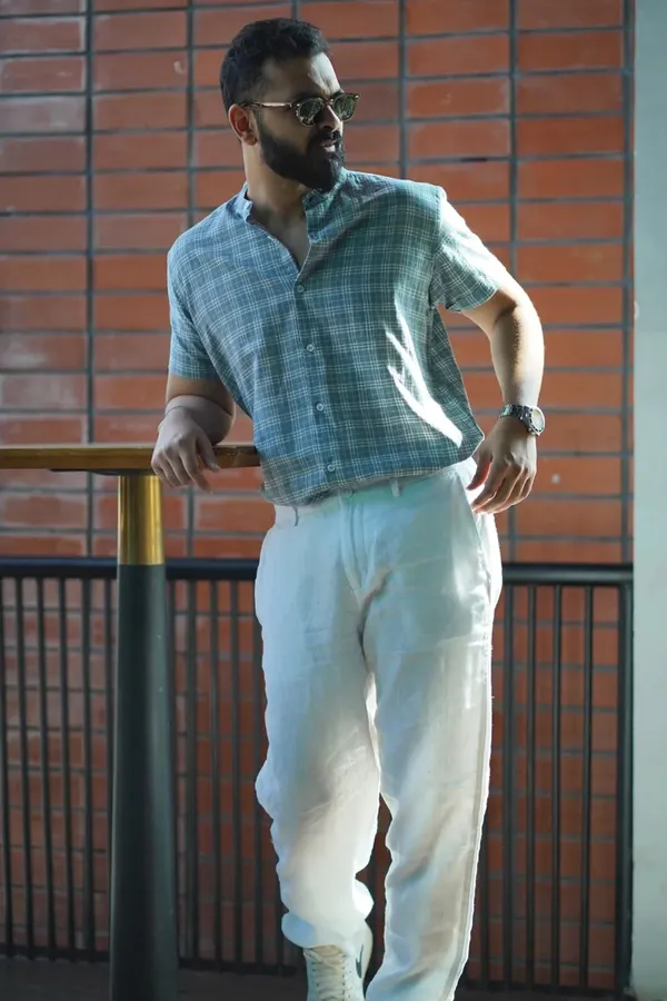 Teal_Cotton_Relaxed_Fit_Checkered_Short_Sleeve_Shirt_For_Men
