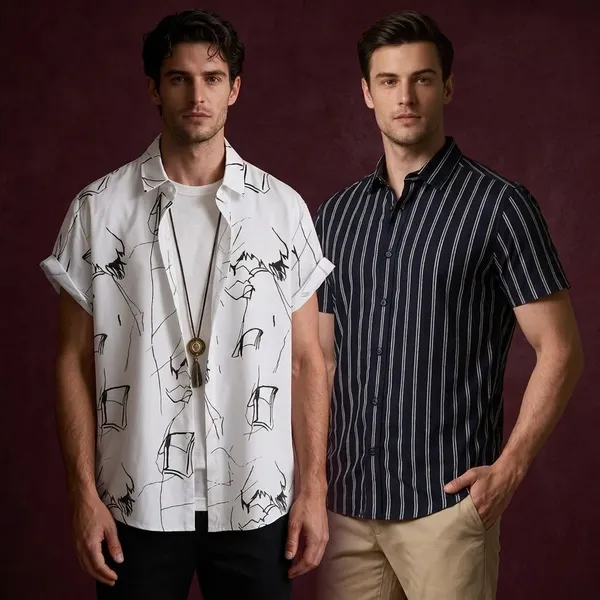 Navy_And_White_Cotton_Regular_Fit_Striped_Short_Sleeve_Shirt_For_Men_Pack_Of_2