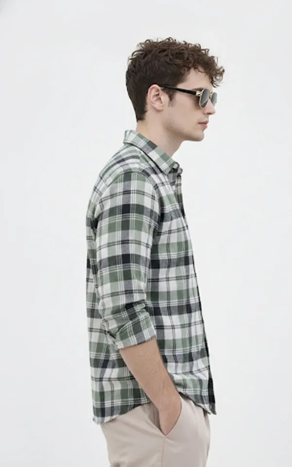 Green_Cotton_Regular_Fit_Checkered_Shirt_For_Men