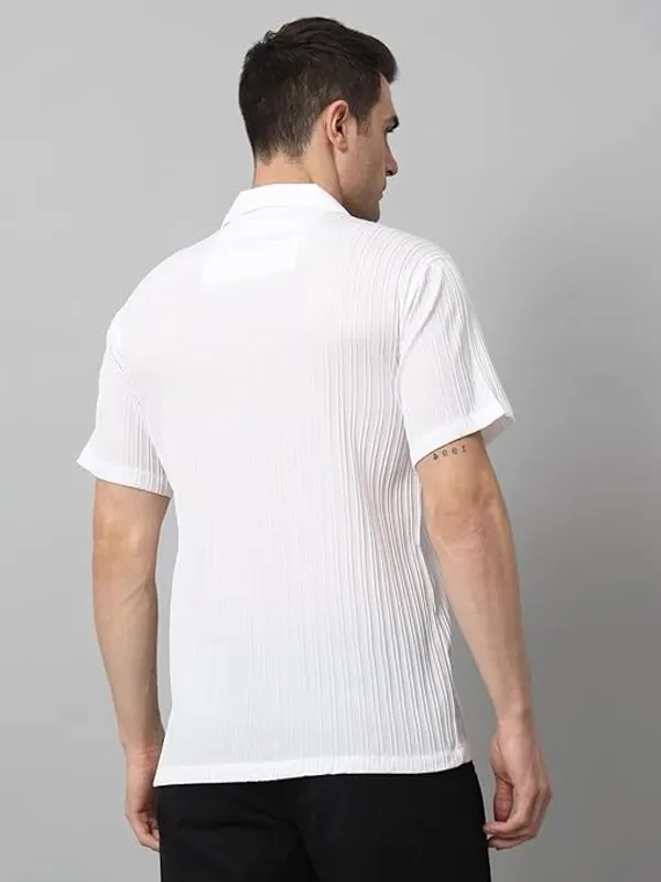 White_Cotton_Relaxed_Fit_Textured_Short_Sleeve_Shirt_For_Men