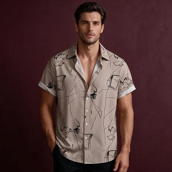 Navy_And_Beige_Cotton_Regular_Fit_Striped_Short_Sleeve_Shirt_For_Men_Pack_Of_2