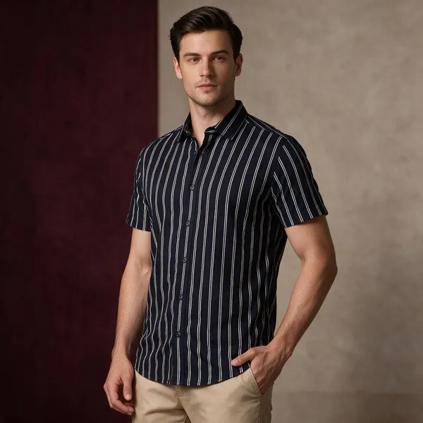 Navy_And_White_Cotton_Regular_Fit_Striped_Short_Sleeve_Shirt_For_Men_Pack_Of_2