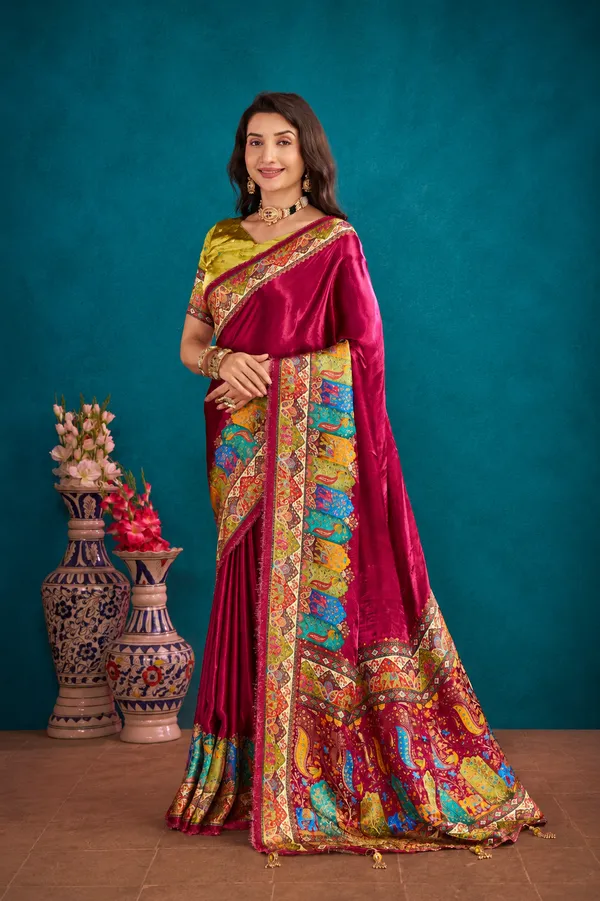 Magenta_Satin_Silk_Saree