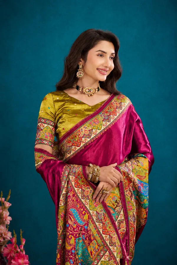Magenta_Satin_Silk_Saree