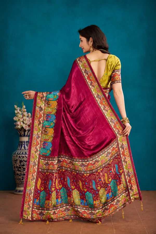 Magenta_Satin_Silk_Saree