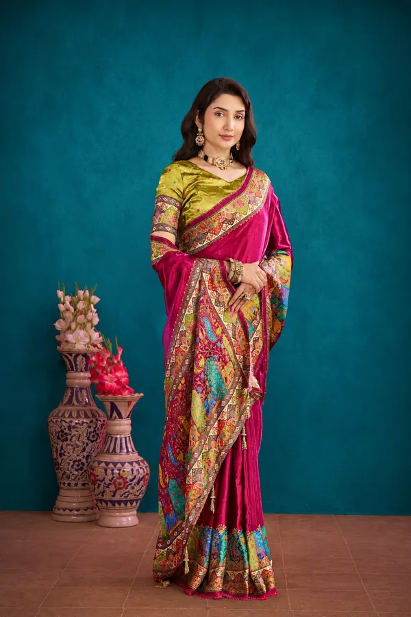 Magenta_Satin_Silk_Saree