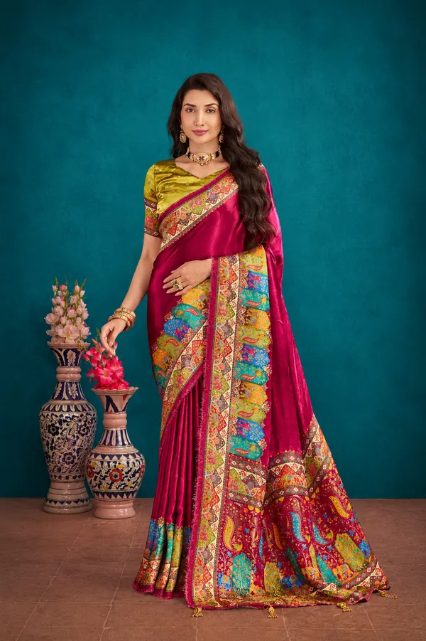 Magenta_Satin_Silk_Saree