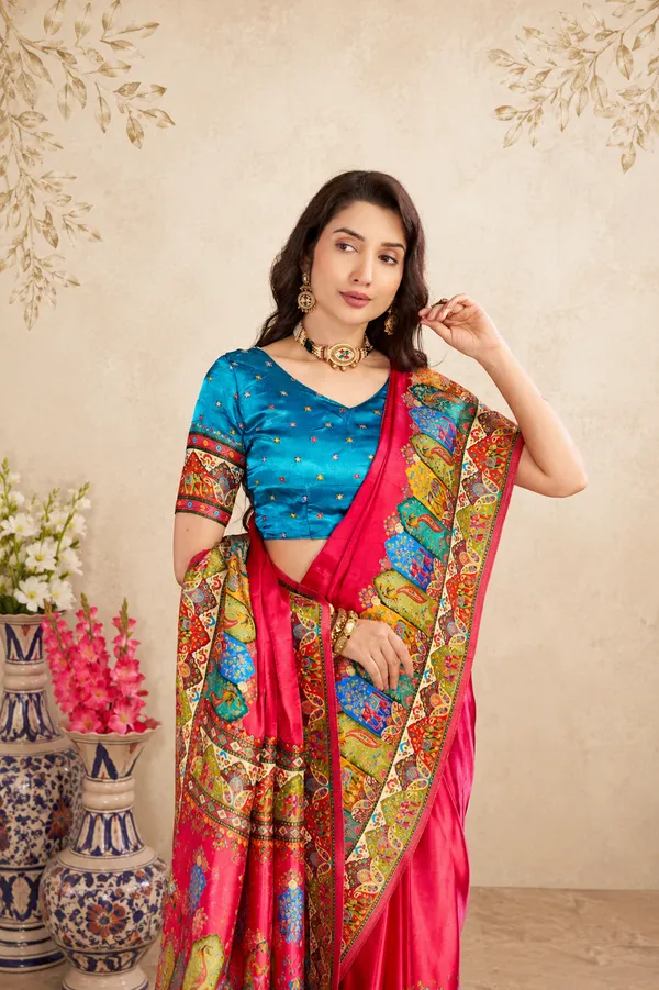 Pink_Satin_Silk_Saree