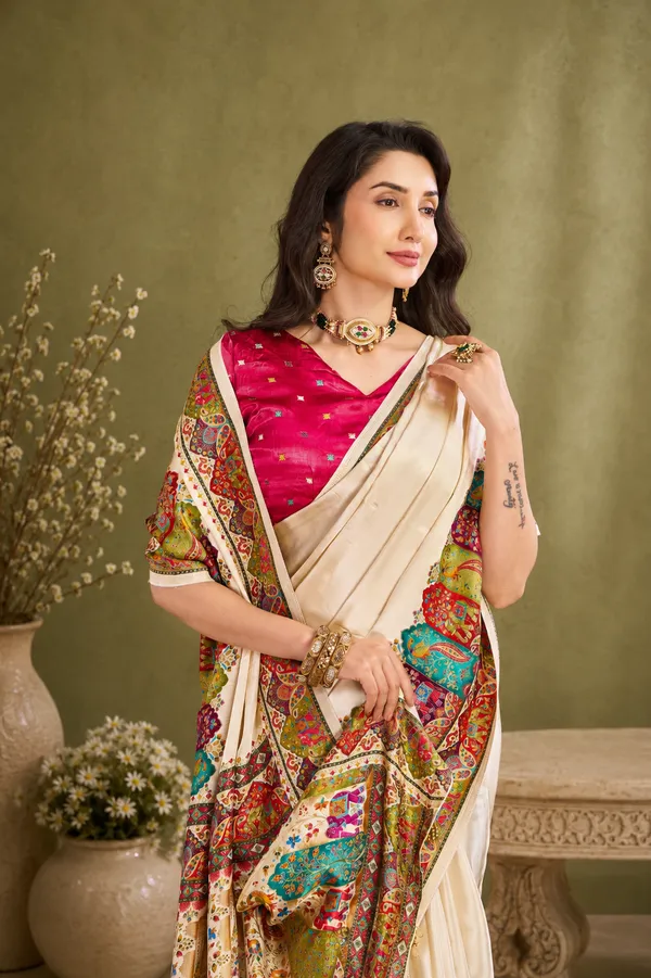 Elegant_Ivory_Satin_Silk_Saree