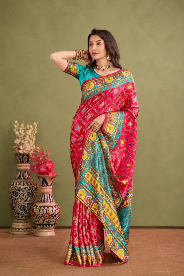 Fuchsia_Pink_Satin_Silk_Patola_Saree