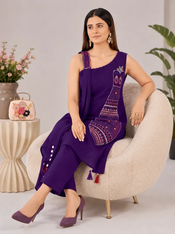 Royal_Purple_Asymmetric_Kutchi_Bharat_Kurta_Pant_Set