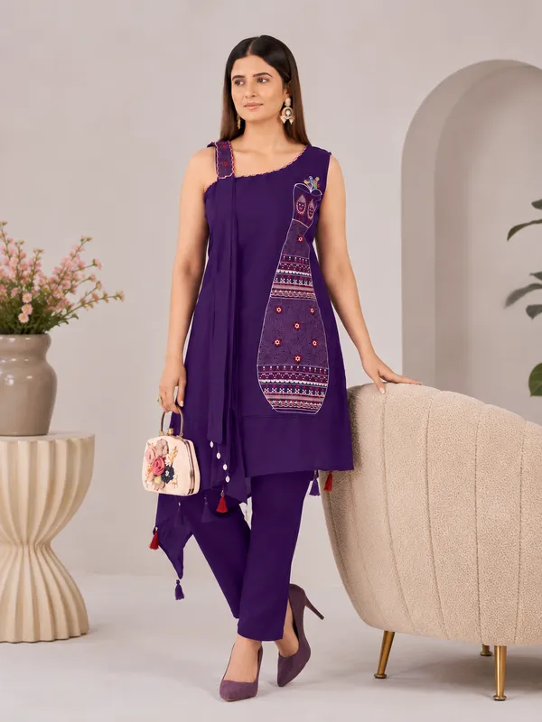 Royal_Purple_Asymmetric_Kutchi_Bharat_Kurta_Pant_Set