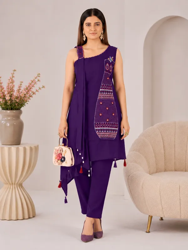 Royal_Purple_Asymmetric_Kutchi_Bharat_Kurta_Pant_Set