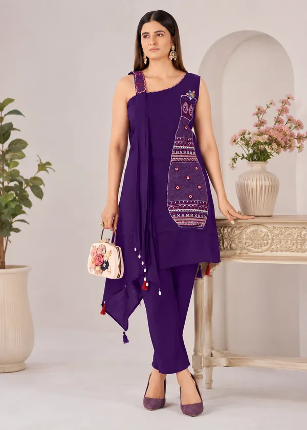 Royal_Purple_Asymmetric_Kutchi_Bharat_Kurta_Pant_Set