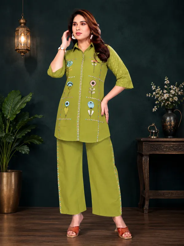 Olive_Green_Mal_Cotton_Floral_Co_Ord_Set