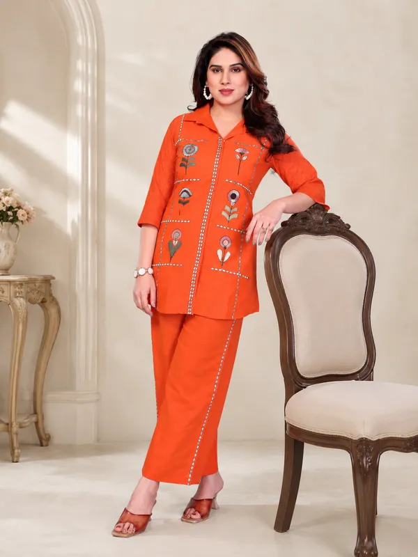 Rust_Orange_Mal_Cotton_Floral_Co_Ord_Set