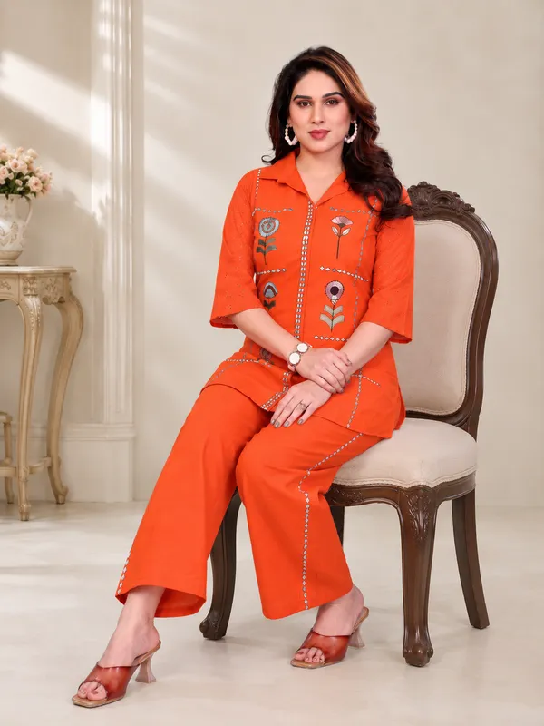 Rust_Orange_Mal_Cotton_Floral_Co_Ord_Set
