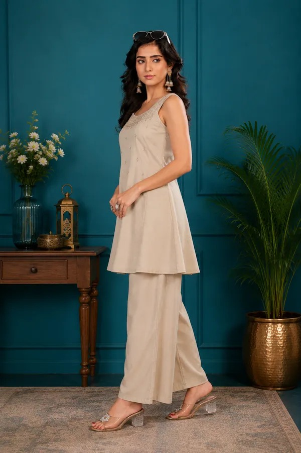 Champagne_Beige_Vetican_Silk_Flared_Palazzo_Suit_Set