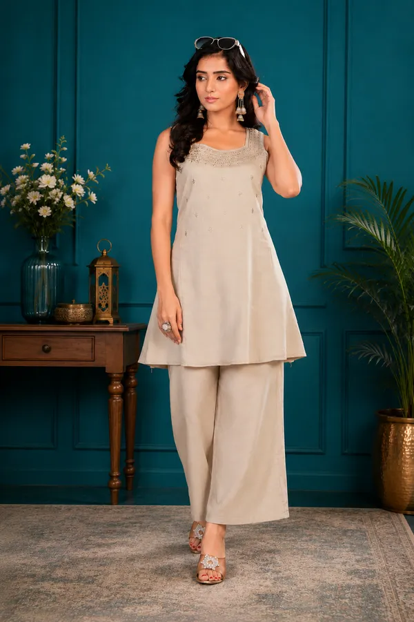 Champagne_Beige_Vetican_Silk_Flared_Palazzo_Suit_Set