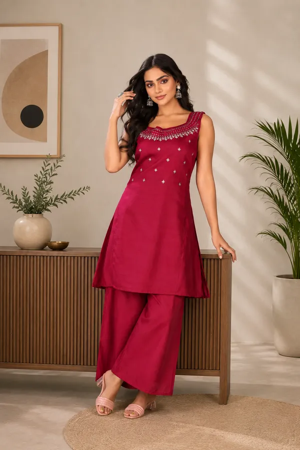 Deep_Wine_Magenta_Vetican_Silk_Flared_Palazzo_Suit_Set