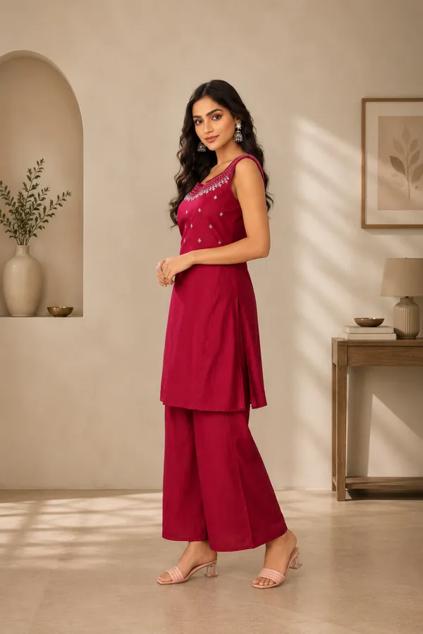 Deep_Wine_Magenta_Vetican_Silk_Flared_Palazzo_Suit_Set