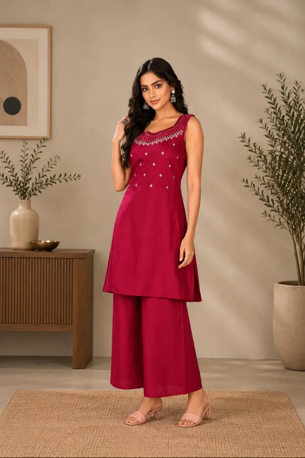 Deep_Wine_Magenta_Vetican_Silk_Flared_Palazzo_Suit_Set