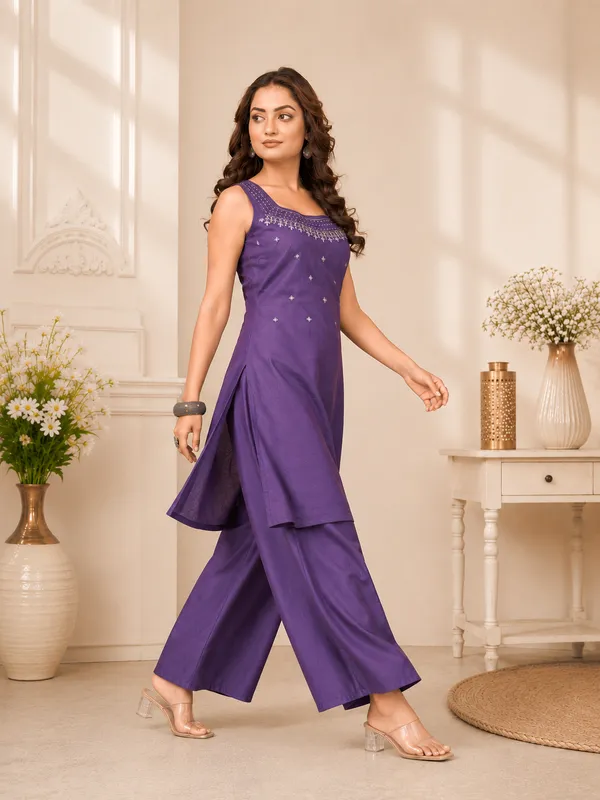 Royal_Indigo_Purple_Vetican_Silk_Flared_Palazzo_Suit_Set