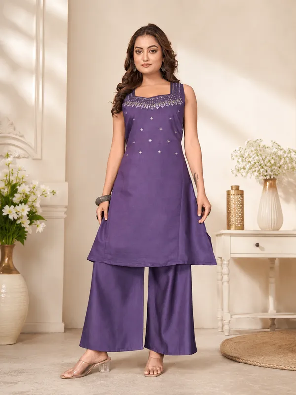 Royal_Indigo_Purple_Vetican_Silk_Flared_Palazzo_Suit_Set