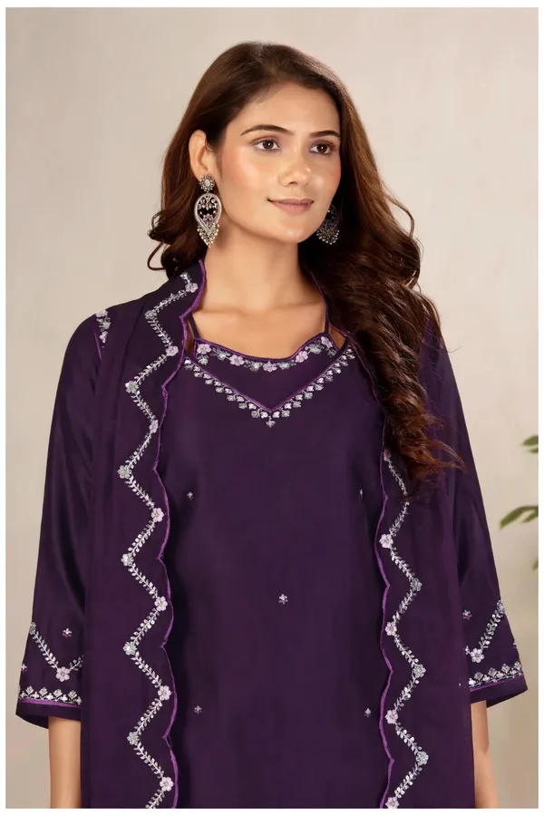 Deep_Indigo_Violet_Gaji_Silk_Palazzo_Suit_Set