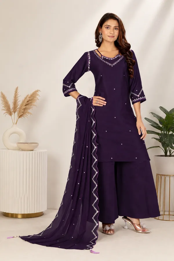 Deep_Indigo_Violet_Gaji_Silk_Palazzo_Suit_Set