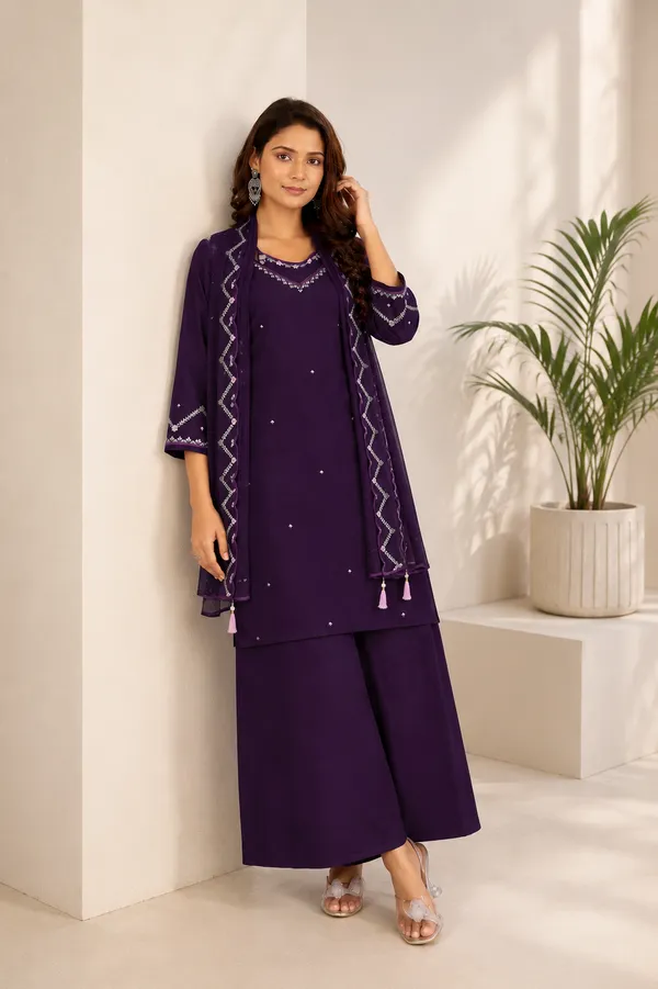 Deep_Indigo_Violet_Gaji_Silk_Palazzo_Suit_Set