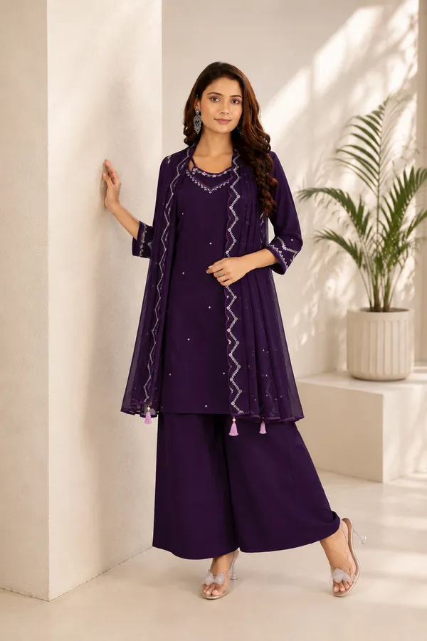 Deep_Indigo_Violet_Gaji_Silk_Palazzo_Suit_Set