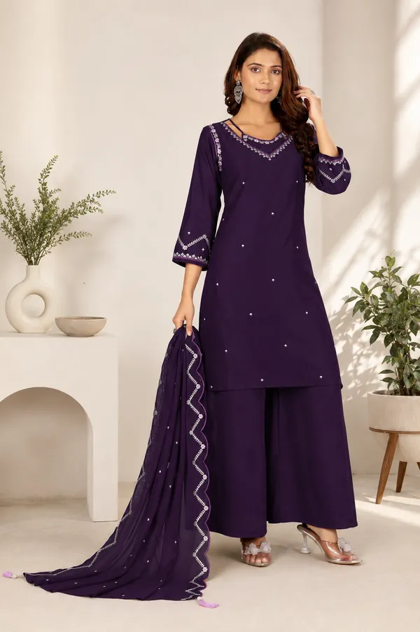 Deep_Indigo_Violet_Gaji_Silk_Palazzo_Suit_Set