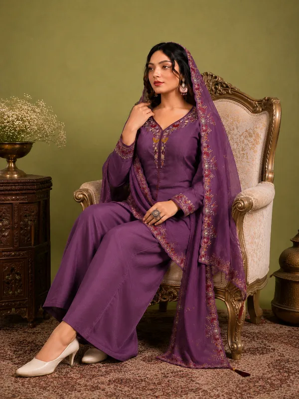 Regal_Purple_Pure_Natural_Crepe_Palazzo_Suit_Set