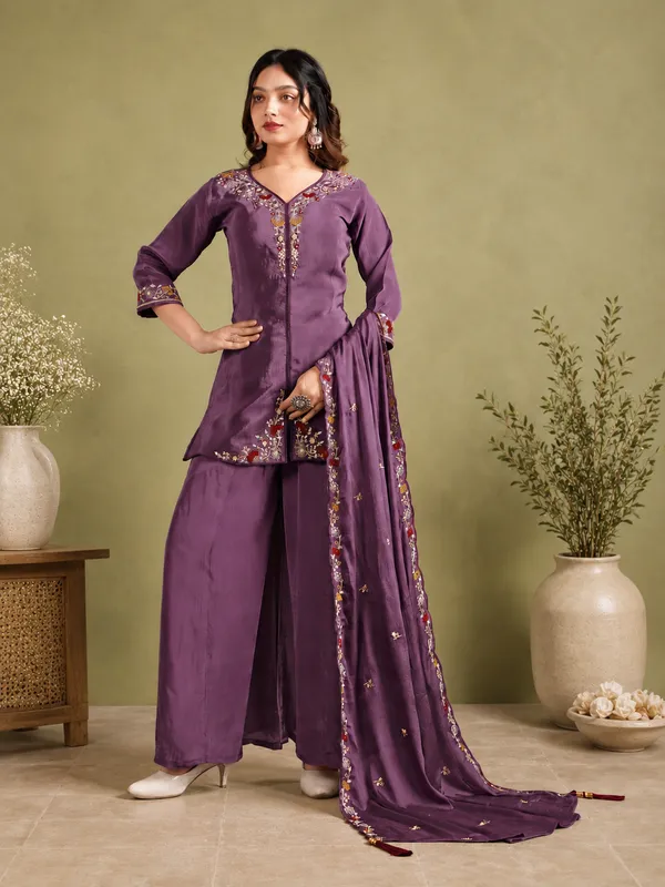Regal_Purple_Pure_Natural_Crepe_Palazzo_Suit_Set