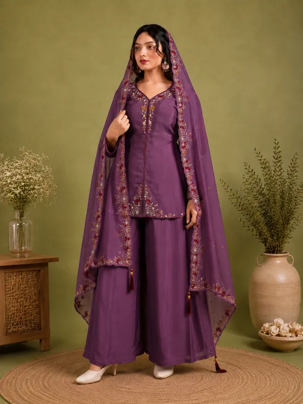 Regal_Purple_Pure_Natural_Crepe_Palazzo_Suit_Set
