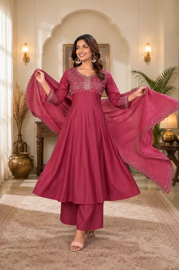 Magenta_Pink_Roman_Silk_Embroidered_Anarkali_Suit_Set