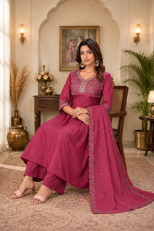 Magenta_Pink_Roman_Silk_Embroidered_Anarkali_Suit_Set